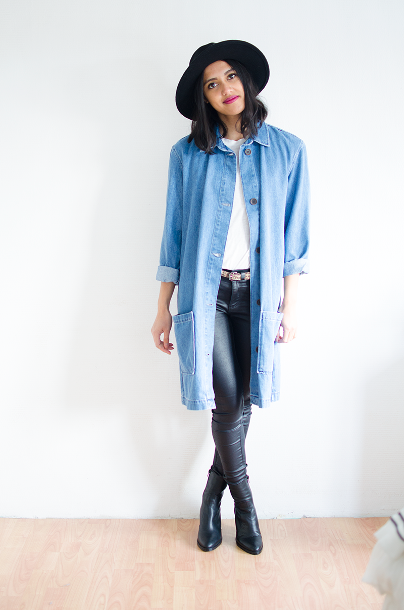 Outfit The long denim coat