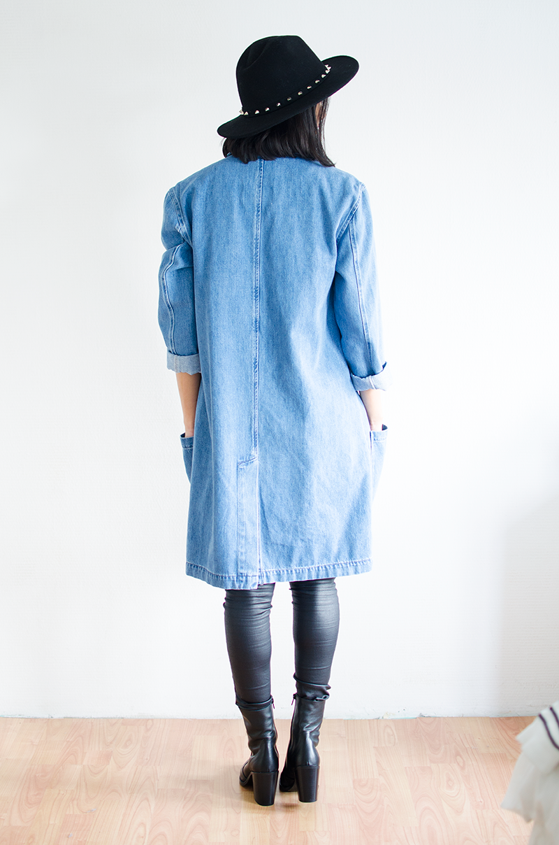 Outfit The long denim coat